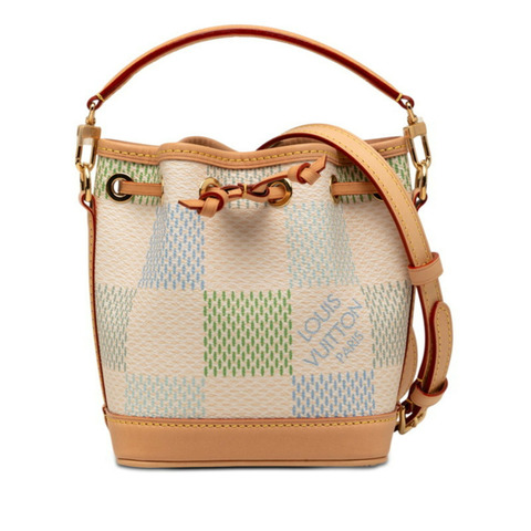 路易威登 Damier Riches Nano Noe 單肩包/手提包 N40640 開心果綠皮革 女士 LOUIS VUITTON
