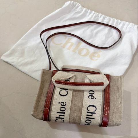 二手 9成8新 Chloe mini woody tote焦糖色