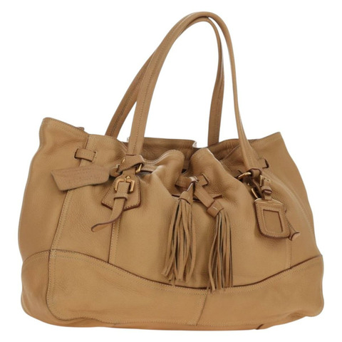 PRADA 托特包 皮革 米色 金色 正品 184582V