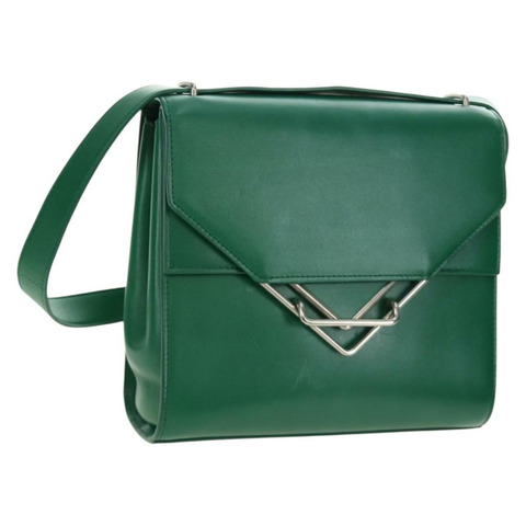 BOTTEGA VENETA 皮革肩背包 綠色 銀色 正品 bs35500V