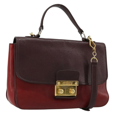 Miu Miu 手提包 皮革 兩用 紅色金色 正品 ka4739A
