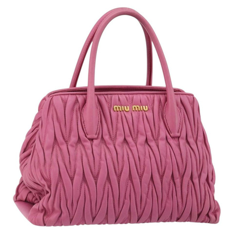 Miu Miu Matelasse 手提包 皮革 粉紅色 金邊 正品 184819A