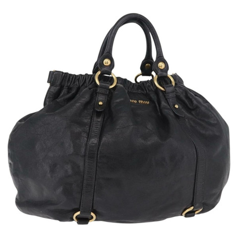 Miu Miu 手提包 皮革 黑色 金色 正品 185627V