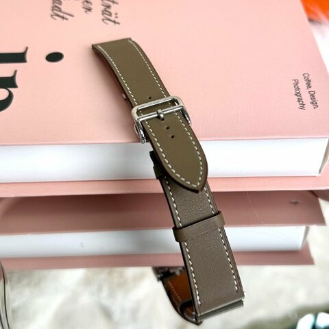 Hermès Heure H皮革錶帶 大象灰