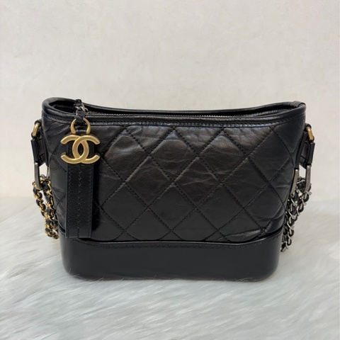 CHANEL A91810 AS0865 gabrielle HOBO 20公分 黑色斜背包流浪包 小號