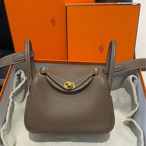 999新 愛馬仕 Hermes  minilindy 大象灰金扣 tc皮 B刻