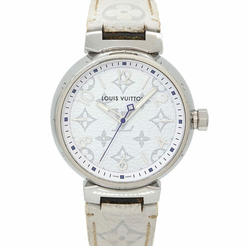 路易威登 Tambour GM Monogram 白色 QA114 男士石英腕錶