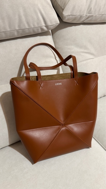 「全新自售」LOEWE 羅威 Puzzle Fold 中型 牛皮拼圖托特-松鼠棕