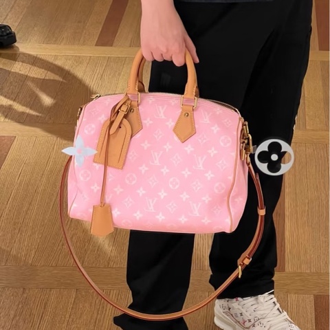 👜LV路易威登｜speedy30櫻花粉 p9 bandouli 旅行包｜99新芯片款