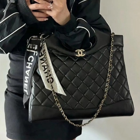 💎Chanel香奈兒｜31bag黑金手提單肩斜挎鏈條包｜中號｜99新芯片款