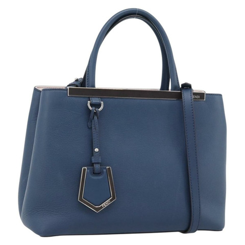 FENDI Petite To Jules 手提包 皮革 2way 藍色銀色 Auth ka4735V