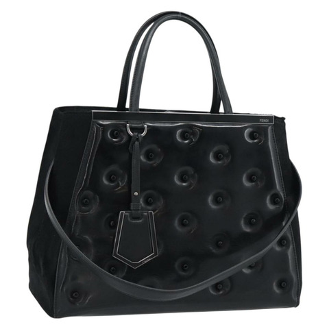 FENDI 漆皮手提包 兩用 黑色 銀色 正品 184926A