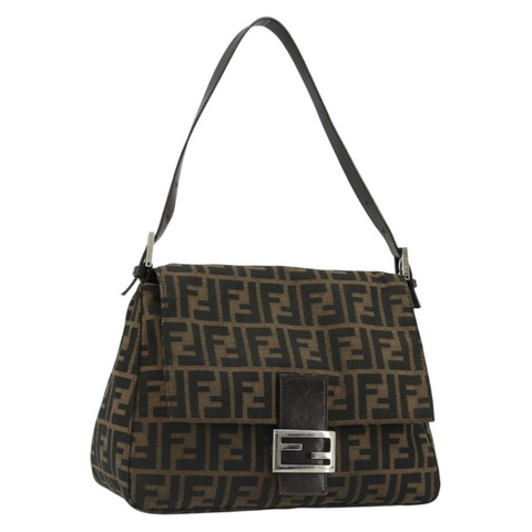 FENDI Zucca帆布Mamma Baguette單肩包 黑色棕色 正品 184905SAM