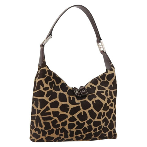 FENDI 肩背包 Harako 皮革 米色 銀色 正品 185389V