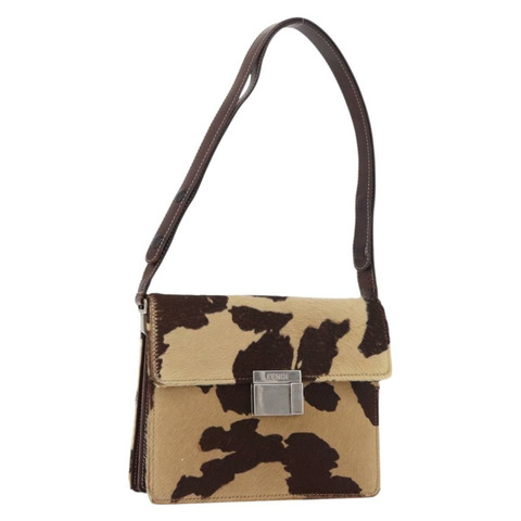FENDI 肩背包 Harako 皮革 米色 銀色 正品 185436V