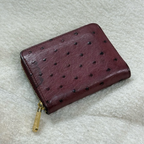 LV珍稀鴕鳥皮拉鍊零錢包