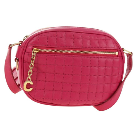CELINE 粉紅金色皮革肩背包，正品編號 184700V