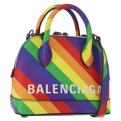 BALENCIAGA Ville XXS 手提包 皮革 兩用 彩虹色 550646 正品 185014M