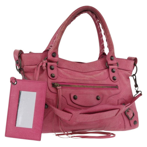 BALENCIAGA The First 手提包 皮革 2way 粉紅色 103208 正品 184935SM