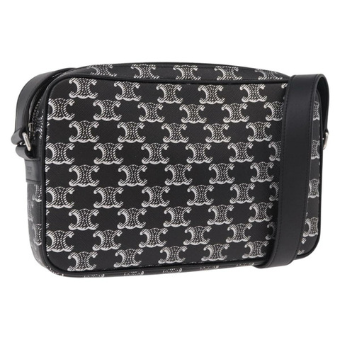 CELINE Macadam帆布肩背包 PVC黑色銀色 正品 184915SAM