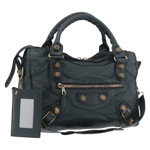 BALENCIAGA Giant City 手提包 皮革 2way 海軍藍/金色 173084 正品 185401M