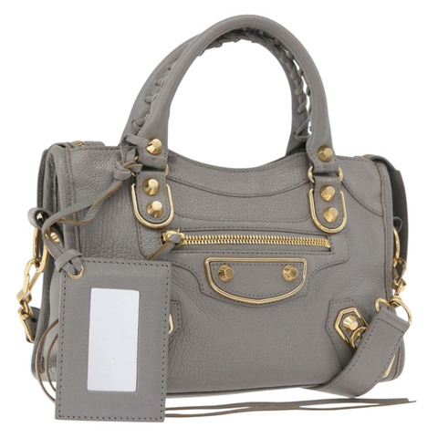 BALENCIAGA 經典金屬邊迷你都會兩用套件 灰色 390160 授權碼 185404SAM