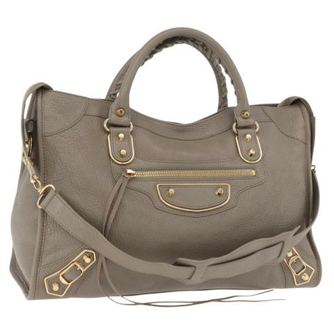 BALENCIAGA 經典金屬邊飾都會包 2way 米色 390154 正品 185406SAM