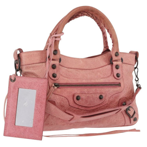 BALENCIAGA The First 手提包 皮革 2way 粉紅色 103208 正品 185362V