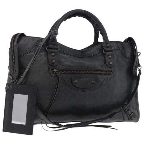 BALENCIAGA The City 手提包，皮革材質，黑色，兩用款，貨號 115748，正品編號 185364SAM