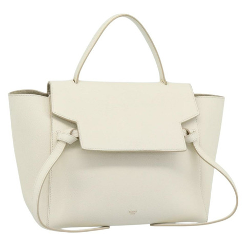 CELINE Micro Belt 手提包 皮革 白色 金色 正品 185630V