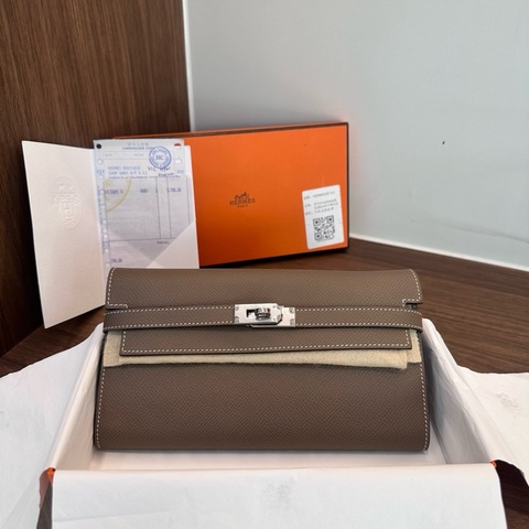 愛馬仕 Hermes  Kelly錢包 大象灰銀扣 Epsom皮 kellytogo
