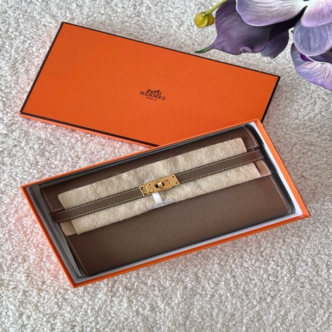 Hermès 愛馬仕kelly長款錢包ep皮大象金扣y刻