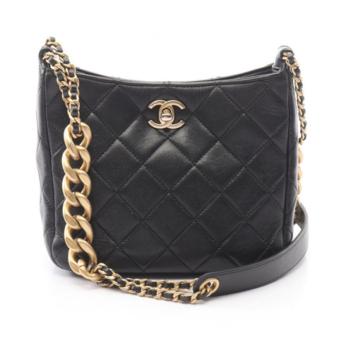 香奈兒 (CHANEL) 絎縫小號單肩斜背包 AS3154 羊皮 BK GHW