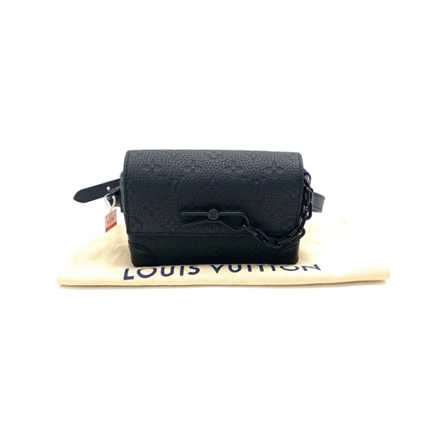 99新 Louis Vuitton 路易威登黑色全皮壓花steamer斜挎包 芯片款男女同款