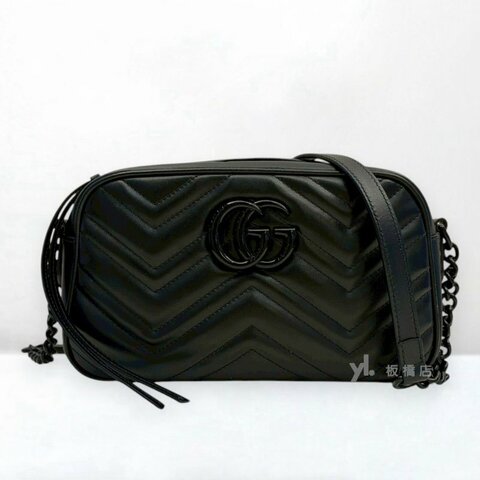 S5530-GUCCI  GG Marmont黑牛皮黑釦小型相機包447632