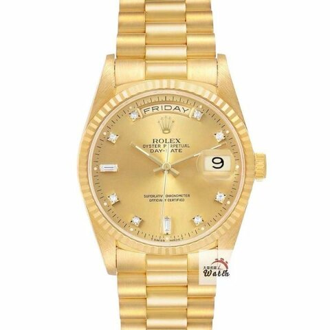 【大眾名錶】ROLEX勞力士 18038 Day-Date 蠔式日誌 18K金 6.9T鑽面 錶徑36 大眾名錶G226