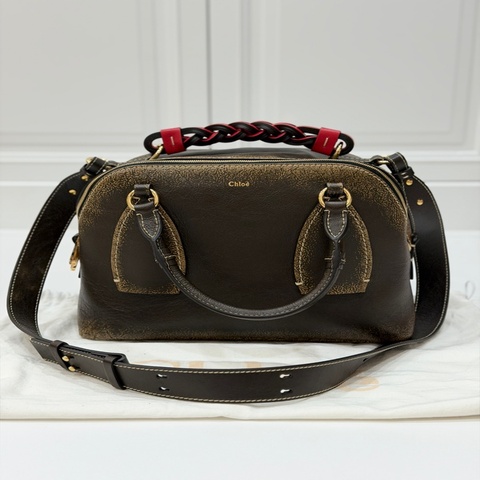 《仙闆名牌精品》Chloe Daria Medium 咖啡色 牛皮 手提包 肩背包 斜背包 側背包