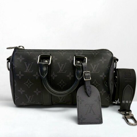 S5558-LV  Keepall Bandouliere 25黑灰原花波士頓包M46271