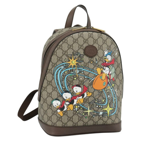 GUCCI GUCCI x Disney GG Supreme 雙肩包 PVC 米色 552884 正品 185480M