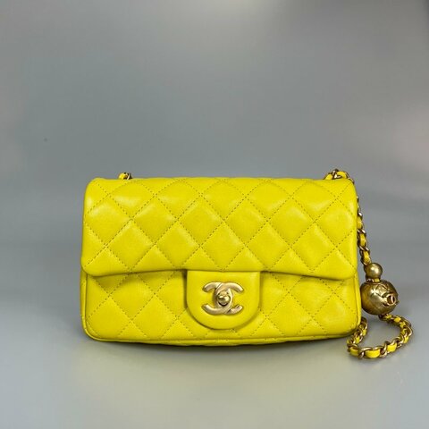 CHANEL CF20金球側肩包羊皮黃 AS1787/晶片款