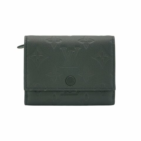 Louis Vuitton Monogram Shadow 壓花牛皮三折釦短夾(M12635-黑)