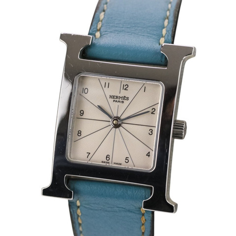 愛馬仕 H-Watch HH1.210 白色錶盤 藍色銀色女士腕錶