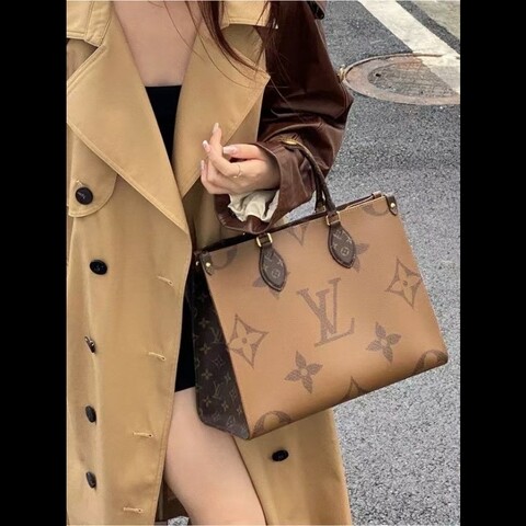 LV onthego 經典老花帆布塗層 MM