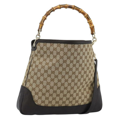 GUCCI 竹節 GG 帆布手提包 2way 米色金色 282315 正品 ka4747V