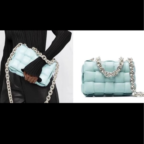 BV葆蝶家 藍色ChainCassette鏈條包 24cm