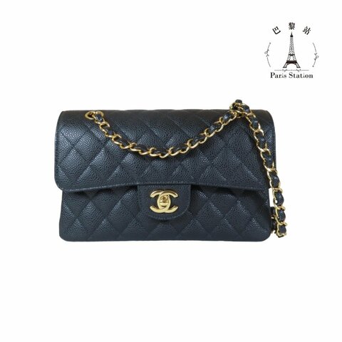 【巴黎站二手名牌專賣店】＊現貨＊CHANEL香奈兒真品＊ COCO23 黑荔枝金雙C 金鍊肩背斜背包