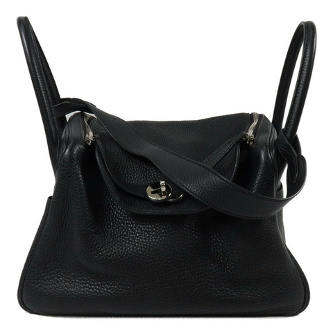 HERMES Clemence皮革Lindy 30手挽肩背兩用袋Noir
