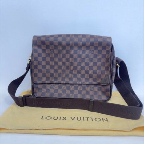 Louis Vuitton/路易威登棕棋盤格翻蓋公文郵差包