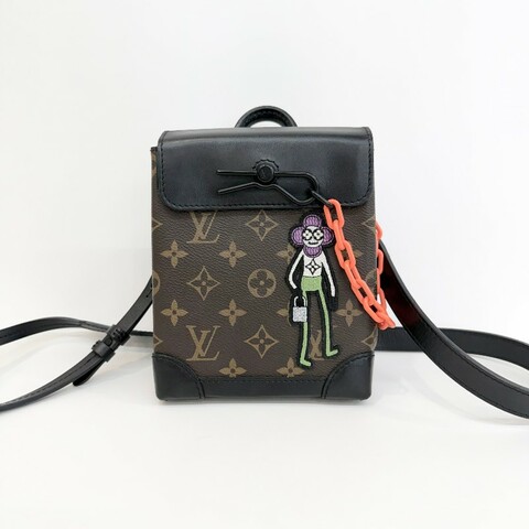 Louis Vuitton/路易威登老花拼黑色配皮21ss秀款稻草人系列雙肩包