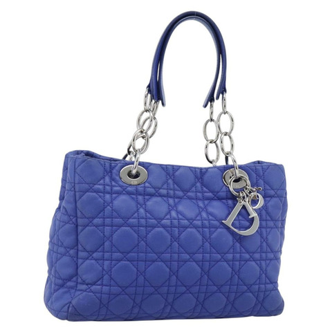 Christian Dior Canage Lady Dior 手袋，羊皮材質，兩用，藍色/銀色，正品，貨號 185409V